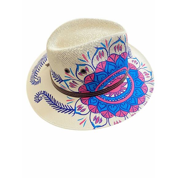 MEXICAN Artisanal Hat HandPainted Fedora Mandala Sombrero Panama Bohemian Medium main image 10